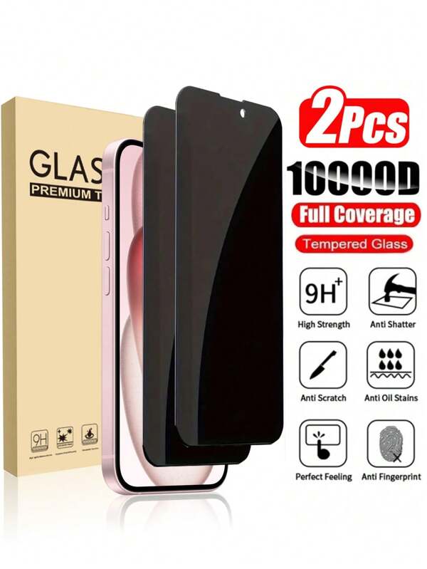 2 Stücke Sichtschutz gehärtetes Glas Bildschirmschutz kompatibel mit iPhone 14 6.1", iPhone 13, iPhone 13 Pro 6.1", iPhone 15, iPhone 15 Pro Max, iPhone 16, iPhone 16 Pro, iPhone 16 Pro Max, Geschenk zum Geburtstag, für Familie, Freunde Handybildschirmschutz, Handyzubehör
