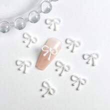 50 piezas Charms de lazos al azar de color negro, blanco y rosa - Cuentas de resina brillante para hacer joyas, manualidades DIY y decoración de uñas