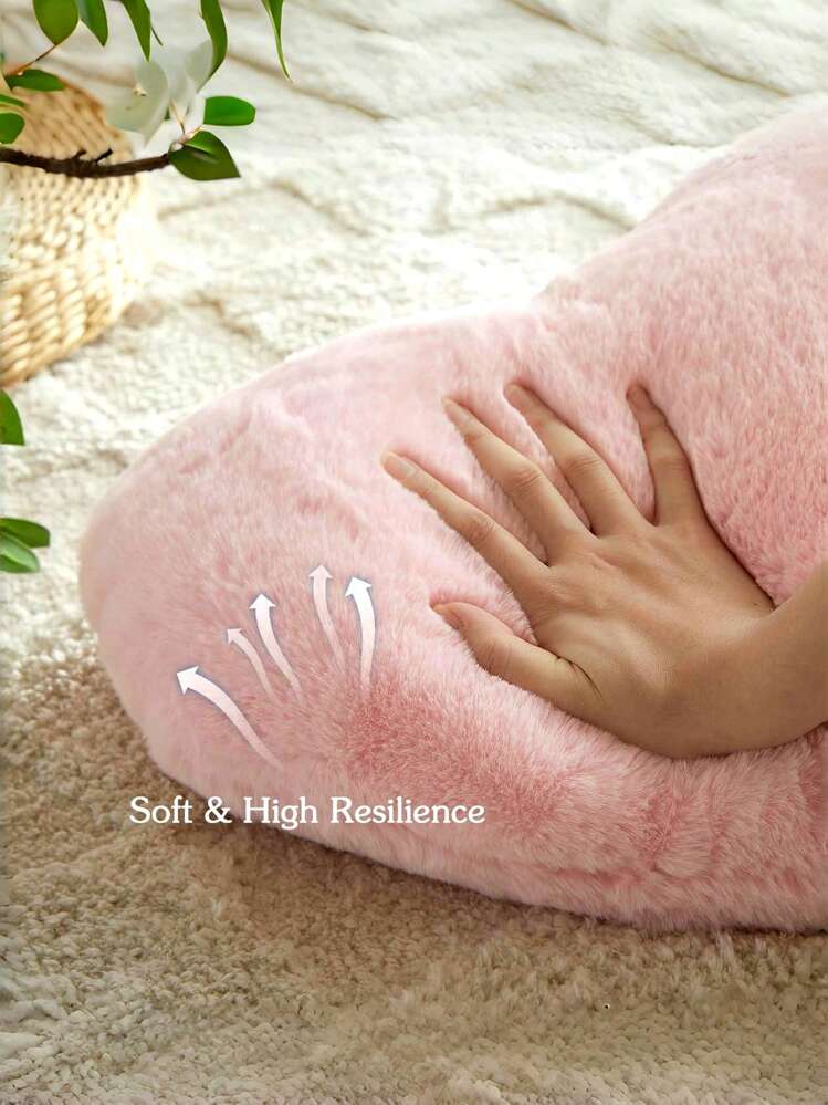 Set 6 Cuscini A Forma Di Cuore In Finta Pelliccia Di Coniglio – 30x28 Cm, Soffici E Decorativi Per Divano E Letto, Rosa