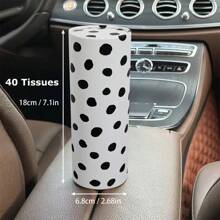 4/2/1件装 时尚黑白车载纸巾盒 可爱波点车载纸巾架 内含3层柔软面巾纸 千鸟格图案纸巾架 圆形设计 适用于汽车杯架、家庭浴室和办公室 旅行纸巾筒 内含40张纸巾 - 彩色 - 查看 3