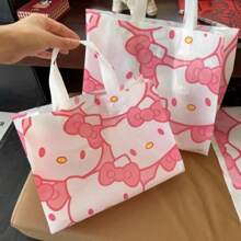 Sanrio 20-Piece Portable Tote Bag, Cute Cartoon Image Design, Ideal For Birthday Gifts And Shopping, Large Capacity, Pink And White Gift Wrap Tote Bag