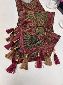 1 块米色咖啡桌布，适用于控制台桌、电视柜、橱柜、入口通道、极简主义和复古风格