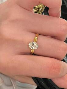 Esberry 1 pieza Anillo de compromiso de diamante con forma única y elegante de plata 925, regalo de joyería para mujer, regalo de compromiso, regalo para fiesta