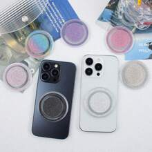 1个闪亮磁性透明气垫手机支架，粘胶式，兼容 16/15/14手机配件，发光慵懒支架 - 彩色 - 查看 5