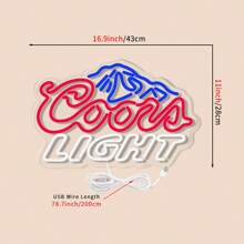 Coors 霓虹灯 LED 标志，USB 供电，壁挂式，开关控制，适用于男人的洞穴、餐厅、生日礼物