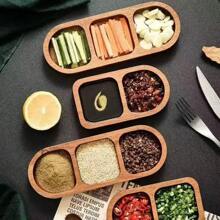 1pc Wooden Compartment Seasoning Tray, Multi-Size Serving Dish, Snack Plate, Jewelry Storage Tray, Home Use