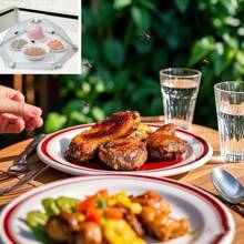 1 pièce Tente de couverture d'aliments à ouverture rapide - Réutilisable, écran parapluie pliable pour barbecues, pique-niques et fêtes en plein air - Garde les mouches et les moustiques à distance - Design transparent avec des bords élastiques pour une utilisation en cuisine et à table