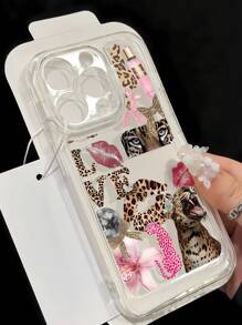 1 قطعة كفر جهاز الهاتف الشفاف من مادة البولي يوريثان التيرفثاليت مع طبعة جلد النمر ، متوافق مع هواتف أبل الذكية ، يوفر حماية من الخدوش وبصمات الأصابع