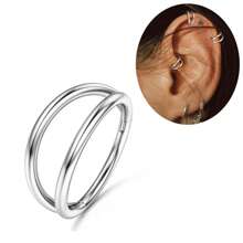 DAILI 1 pieza Aro de cartílago doble Anillo de nariz Anillo de septum de acero inoxidable Joyería de perforación Anillos de clicker de septum Arete de cartílago Helix Rook Trago Oro Plata 18G 16G 8mm 10mm - Pendientes de cartílago doble - Ver 17