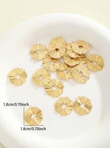 18pcs Wrinkled Round Disc Ear Clip Earring Accessories - Brass - View 4