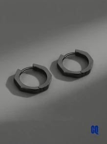 1 对简约八角形环形耳环，男女通用耳环配件适合日常、度假、派对场合