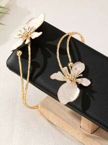 1pc Women Minimalist Geometric Line Open Bangle, Gold Color, Suitable For Daily Wear,Classy,Festival - Style 13 - View 2