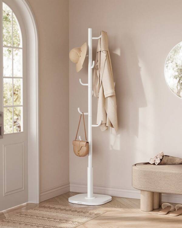 SONGMICS HOME Garderobe in Kaktus-Form, Kleiderständer, freistehende Garderobe, 8 Haken mit nach oben gebogenen Enden, 175,3 cm hoch, für Kleidung, Hüte, Taschen, wolkenweiß