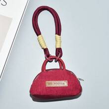 时尚优雅手持迷你包带肩带手机壳饰品零钱包毛绒收纳耳机架钥匙扣卡槽腕带可爱化妆包腕带