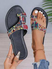 2025 Plus Size Women Summer Fashion Personalized Flip Flops Beach Toe Post Sandals - Rich Flower - View 6