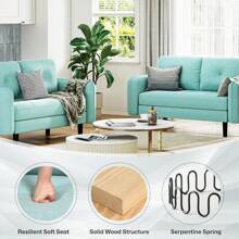 2 Seater Sofa, Modern Linen Sofa Couch With Thicken Cushions, Comfy Small Loveseat Sofa For Living Room, Bedroom, Office, Apartment, Sofa 2 Seater Settee With Pocket