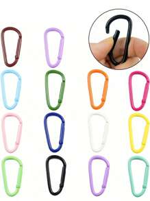 D-Shaped Painted Carabiner With Spring Keyring Hook For Diy Jewelry Making - Multicolor - View 4