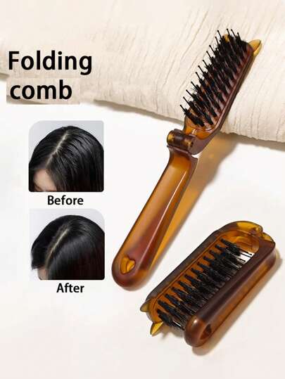 1pc Portable Foldable Fashion Amber Bristle Massage Comb, Dual Use Amber Pig Bristle Brush For Home And Travel, Anti-Static Hair, For Men And Women, Foldable Travel Hair Brush, Wide And Fine Teeth Dual Use Comb, Small Compact Pocket Smoothing Comb, Double-Sided Anti-Static Comb, Wet And Dry Use, Hair Care, Gift For Girls, Foldable Pocket Comb Dual Head Anti-Static Brush For Daily Hairstyling And Beard Grooming,Hair Brush,Comb,Hair Tools,Hair Products And Accessories For Barber Salon Beauty Travel Essentials,Back To School,Travel Holiday Essentials,Hair Accessories For Women,Brush,Hair Brushes,Edge Brush,Brush Hair,Hair Comb,Comb Hair,Detangling Brush,Ball Brush,Mini Hair Brush,Hair Brush Set,Wooden Comb,Hair Brush,Slick Back Brush,Styling Brush,Curly Hair Brush,Edge Brush,Hair Comb,Brush Hair,Hair Brush Set,Comb Hair,Comb For Curls,Detangling Brush,Hair Brush For Women,Hair,Travel,Hair Products,Hair Tools,Hair Stuff,Barber,Barber Accessories,Barbershop,Hairdressing Equipment