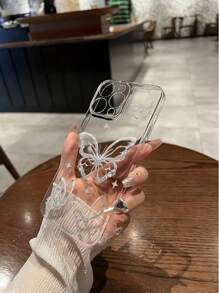 1pc Delicate Perforated High Transparency Animal Butterfly Printed Thick Shockproof Protective Phone Case Compatible With IPhone 16/11/16pro/16plus/16promax/16e/15Promax/13/14/12/XS/XR/7G/8P, Galaxy S25/S25PLUS/S25 Ultra - Multicolor - View 8