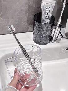 1pc冰川纹漱口杯透明牙刷架高档女士家用口腔护理杯 - 彩色 - 查看 4