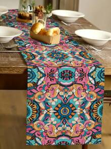 1pc Geometric Pattern Table Runner, Home Kitchen Dining Room Decor, Indoor/Outdoor Party Supplies, Suitable For Restaurant And Home