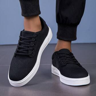 男士帆布一脚蹬休闲鞋，透气运动鞋，时尚舒适布质平底鞋