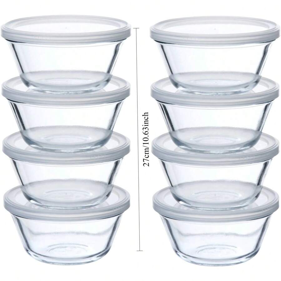 8-Piece 6oz Custard Cup Set With Lids, (2) 4 Packs
