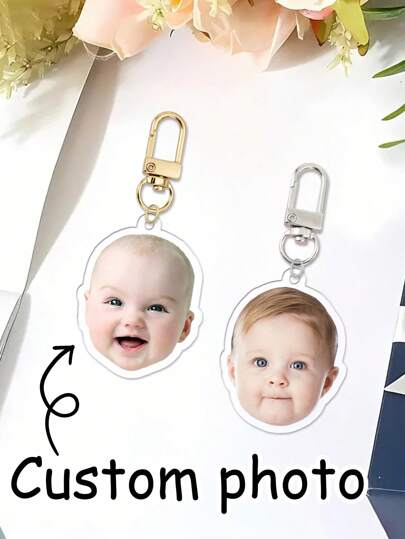 1 Móc khóa ảnh acrylic tùy chỉnh, ảnh cá nhân hóa, màu vàng/bạc, quà tặng độc đáo cho bạn trai/bạn gái, chồng/vợ, bố/mẹ, thích hợp cho Ngày Valentine, sinh nhật, kỷ niệm ngày sinh của bé, Ngày của Cha, Ngày của Mẹ, kỷ niệm, quà tặng đặc biệt cho cô ấy/anh ấy, cho gia đình