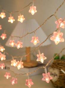 1pc 1.5/3/4.5M 10/20/30 LED Pink Crystal Star String Lights, Cute Warm Pentagram Shaped Atmosphere Decorative Battery Operated Lights For Baby Room, Bedroom, Party, Holiday Decor - Warm Light - View 1