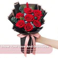 Flower Bouquet 7-Piece Preserved Roses Bouquet Gift For Women Wife Wedding Anniversary Birthday (Red Roses - Red - View 1