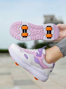 Women's Two-Wheel Roller Skate Shoes, Minimalist & Practical Multifunctional - Purple - View 1