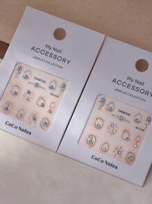 CoCo Notes 1 Set (2pcs) 5D Embossed High Quality K9 Crystal Flat Bottom Embossed Water Drop Shape Mini Sticker DIY Embossed Nail Art Sticker