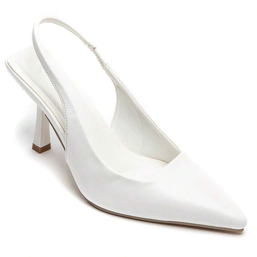 Women Mid-Heel Slingback Pump - White - View 1