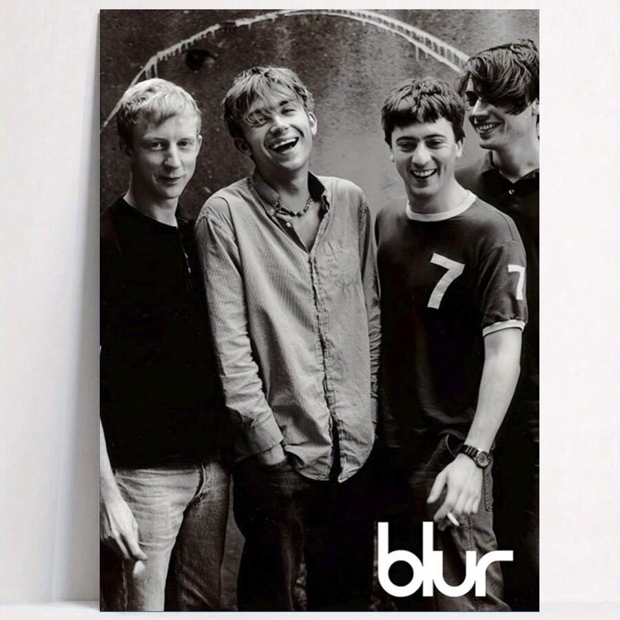 Framed Blur Band Retro Rock Canvas Art, "  Music Poster For Living Room & Music Room Decor