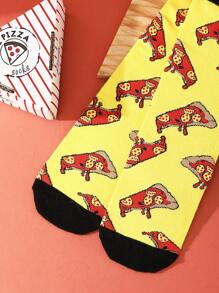 1 双高品质女士披萨图案袜子，95% 涤纶，5% 氨纶，柔软舒适，独特多彩的创意设计中筒袜，适合家庭/健身房/办公室/节日派对礼物，非常适合复活节/母亲节/父亲节/返校，男女通用趣味袜子 - 彩色 - 查看 7