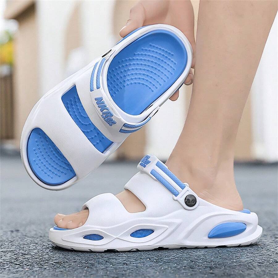 Men's Dual-Color Slide Sandals, Fashionable Thick Sole Non-Slip Outdoor Slippers, Summer New