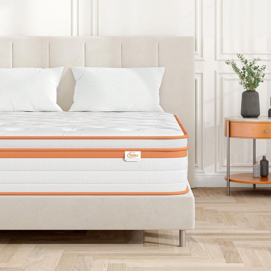 TeQsli 7-Zone Orthopedic Mattress 25cm, Gel Memory Foam With Pocket Sprungs Hybrid Mattress In A Box, Medium Firm - 彩色 - 查看 1
