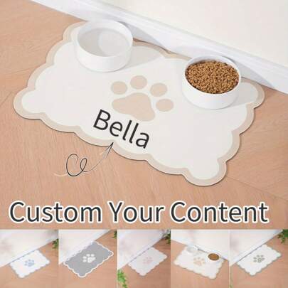 Customizable Diatomite Pet Feeding Mat With Anti-Slip Rubber Bottom, Suitable For Dogs - Large Size, Easy To Clean, Fashionable Decor, Colorful, Retro Cute, Minimalist Style, Adorable, Customizable, Unique, Personalized Pet Supplies, 2025 Halloween Accessory, Can Print Pet Name