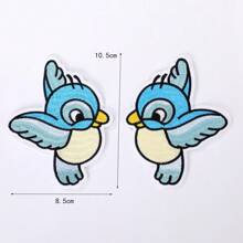 1 Paar blaue süße Vogel Stickerei Stoffflicken, DIY Kleidung & Taschen Dekor Applikation