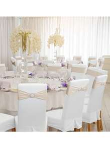 4pcs/10pcs/20pcs/50pcs Quality Elastic Chair Sash Bowknot , Made Of Spandex, Universal Elastic Chair Bands With Sliders For Holiday, Wedding, Party Decoration