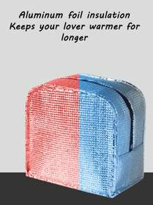 1个熊图案保温午餐袋，保温便当盒袋，厚铝箔午餐手提袋，冷藏野餐手提袋，适用于工作和户外的便携式午餐盒袋，午餐袋，工作和学校收纳袋，教师收纳袋，教室袋，教室收纳袋。送给女士的礼物，送给男士的礼物，便携式涤纶午餐袋 - 彩色 - 查看 4