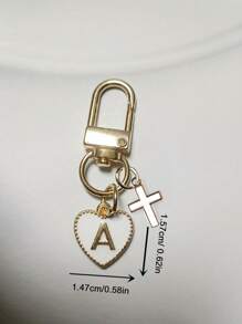 Heart Shaped Pendant Keychain, Letter Bag Charm, Cross Decor, Jesus/God Themed Keyring, Alloy Fashion Charm Keychain With Carabiner, Personalized Letter Keychain, Suitable For Backpack, Wallet, Earphone Case, Ideal Gift For Friends, Family And Couples - White - View 9