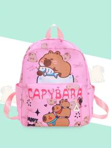 1 Pc Large-Capacity Cute Capybara Pattern School Bags. Lively Student Bag With Multi Pockets.Fashionable School Bag.Practical Handbag .Personalized Lightweight School Backpack.Portable Backpack With Multi Compartments