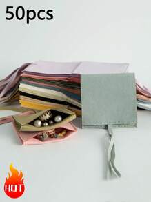 1/10/50pcs Super Fine Fiber Jewelry Pouches, Jewelry Packaging Bags, Jewelry Gift Bags, Wedding Birthday Party Candy Bags, Earrings Bracelet Necklace Compact Storage Bags, Party Holiday Gift Wrapping Bags - Microfiber Full Cover - View 12