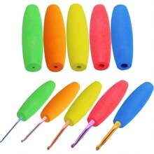5pcs/Set Ergonomic Hook Grip Handle Kit, 2mm To 10mm Hooks With Comfortable Grips, Random Color (Red, Purple) Assorted - Multicolor - View 1