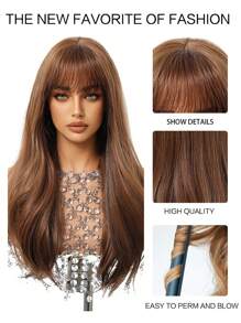 Linen Brown Butterfly Haircut Curly 22 Inch Hair Wigs For Women Girls Synthetic Wavy Hair Replacement Wigs Music Festival For Women To Achieve A Cute Look Easily Wear Halloween