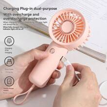 1pc Rechargeable Portable Handheld Mini USB Fan, 3-Speed Electric Desktop Fan For Back To School - Multicolor - View 11