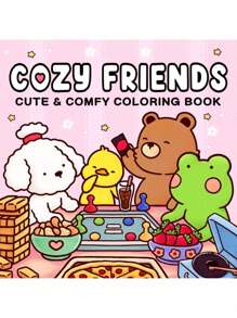 1 PIEZA Libro para colorear Cozy Friends: 46 PÁGINAS para adultos y adolescentes con lindos personajes de animales y diseños sencillos y fáciles para relajación (Espacios Acogedores para Colorear), divertida actividad de manualidades para colorear, artesanía - amigo acogedor - Ver 13