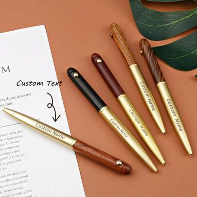1pc Customized Retro Sandalwood Engraved Logo Ballpoint Pen, Personalized Wedding Gift, Name Engraved Pen, Ideal Gift For Women/Men, Perfect For Her, Boyfriend, Girlfriend, Family, Friends, Kids, Students, Employees, Clients, Father's Day, Graduation, Wedding, Business/Work/Office Back To School