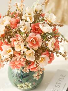 1pc/3pcs Artificial Flowers Silk Roses Plum Blossom Bouquet Faux Rose Bundle For Vase Filler Spring Summer Home Party Table Decor Centerpieces Wedding Decoration Gifts Birthday Graduation